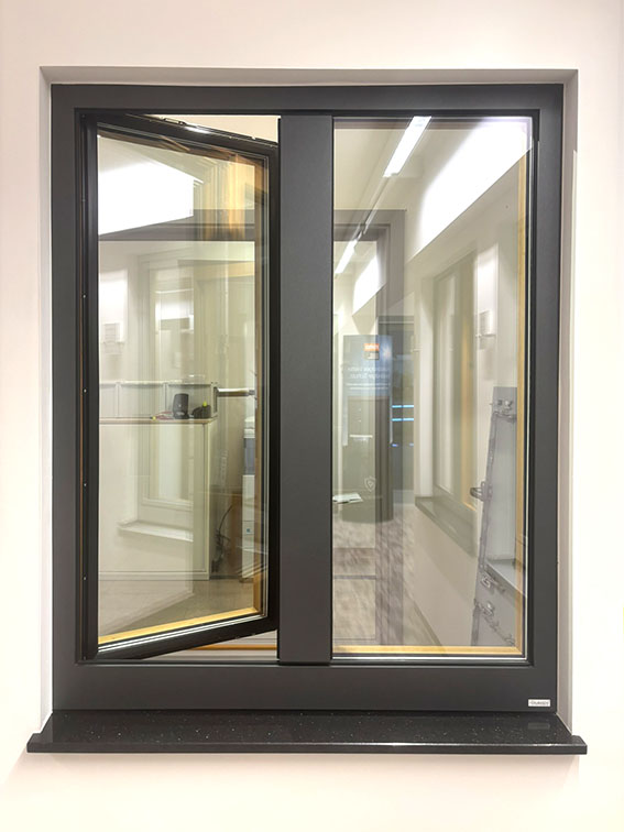Fenster Holz Aluminium in Grau