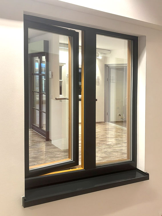 Fenster Holz Aluminium Dunkelgrau Mira System