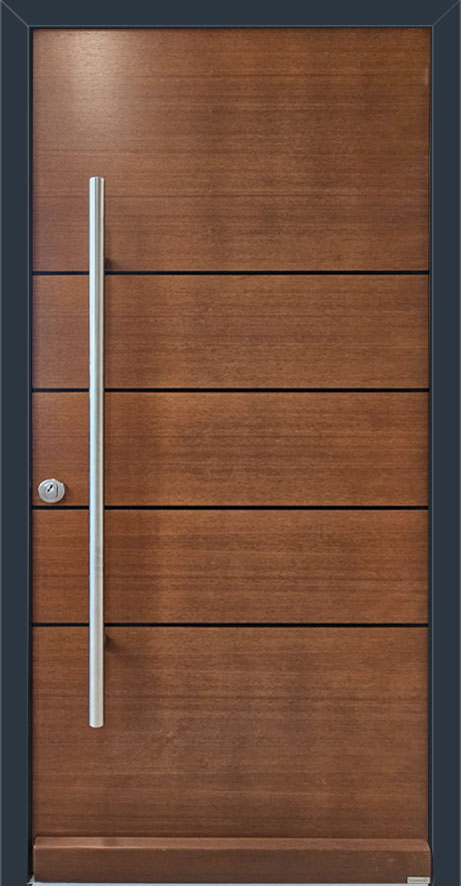 Holz-Haustür BERLIN Nr. FX 01 Holz-Haustür BERLIN Nr. FX 01 mit Echtholzoberfläche, Edhlbeelstaschläge, modernes Design