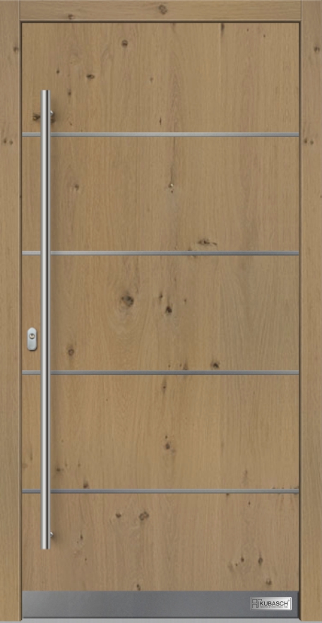 Holz-Haustür BERLIN Nr.02 Holz-Haustür BERLIN Nr.02 mit Echtholzoberfläche und Edelstahllisenen.