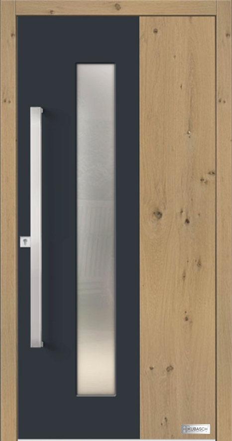 Moderne Eingangstür Modell LONDON FX 05 Moderne Eingangstür Modell LONDON FX 05 Zweifarbig mit Echtholzoberfläche, Glasausschnitt und RAL-Oberfläche Anthrazit.