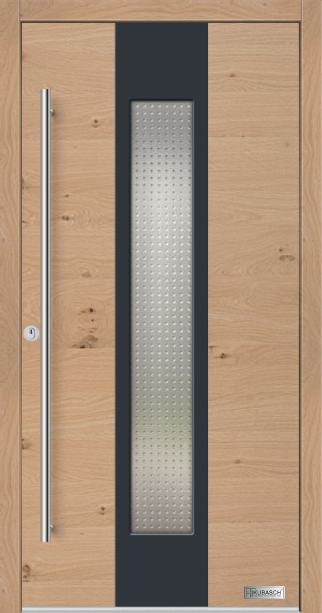 Haustürenmodell LONDON FX 06 Wunderschöne moderne Hauseingangstür aus Holz, Modell LONDON FX 07 mit Glasausschnitt, echtholzoberfläche und RAL Anthrazit-Akzent.