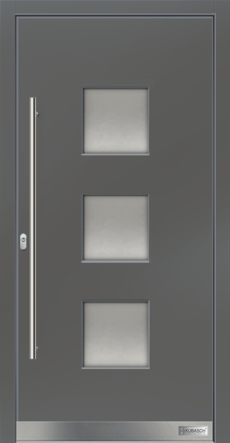 Moderne Eingangstür aus Holz Modell OSLO 02 Moderne Eingangstür aus Holz Modell OSLO 02 mir drei Glasausschnitten und modernem Beschlag.